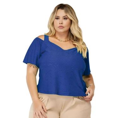 Imagem de Blusa Plus Size Feminina Alças Grossas Manga Curta Ciganinha Ombro Lai