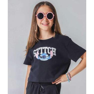 Imagem de Blusa Juvenil Cropped Stitch Tam 10 a 16 Preto-81028 - DISNEY, 14, Pre