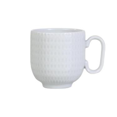 Imagem de Caneca Chá Café Branca Relevo Geometric 366 ml Porcelana - Germer Porc