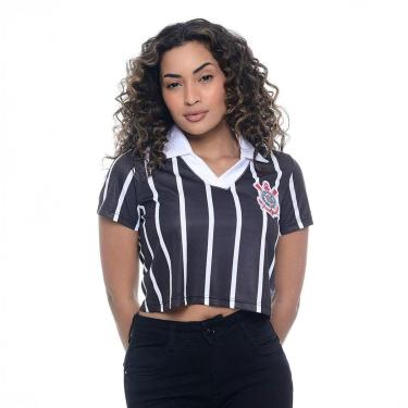 Imagem de Camisa Polo Corinthians Oficial Cropped Feminina Preto Corinthians-Feminino