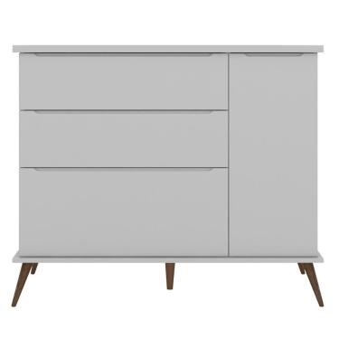 Imagem de Cômoda Infantil 1 Porta 3 Gavetas 100% Mdf Pés Retrô Melinda Cinza - Phoenix