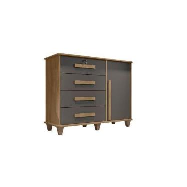 Imagem de Cômoda Sapateira Grécia Cinamomo/Grafite - RV Móveis