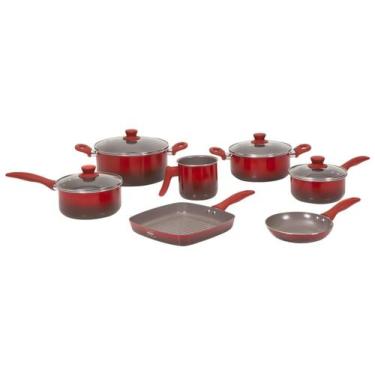 Imagem de Jogo de Panelas Antiaderente Life Easy 7 Peças Vermelho Brinox, Vermel