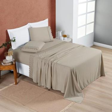 Imagem de Jogo de Cama Queen 200 Fios Detalhe Bordado Nobless 04 Peças - BIA ENX