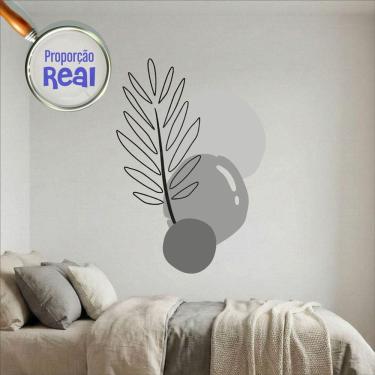 Imagem de Adesivo Floral Boho Cinza Estilo Nórdico 130x90 Minimalista Mod.02