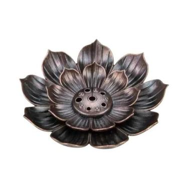 Imagem de Suporte Para Incenso Em Liga De Bronze Com Design De Lótus E Nasturtiu