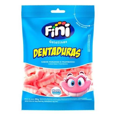 Imagem de Bala de Gelatina Dentaduras Fini 90g, 1 unidade, Morango e framboesa