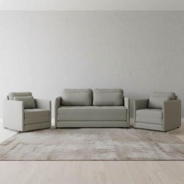 Imagem de Sofá e 2 Poltronas Cama Retratil Compacta Dália Fixa Veludo K01 - D Ro