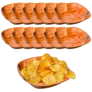 Imagem de 12 Petisqueira Travessa Tigela Quadrada em Bambu Servir Petiscos 20cm 