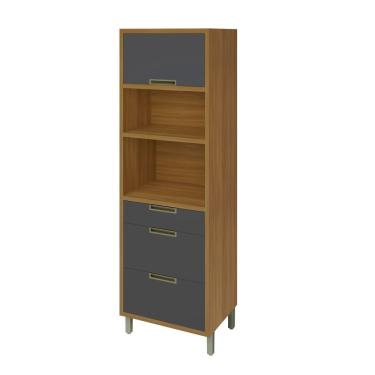 Imagem de Paneleiro Torre Quente 1 Porta 3 Gavetas Imperatriz Nesher Móveis Freijó-grafite