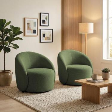 Imagem de Poltrona Sala Orgânica Lua Base Fixa Kit 2 Napoli Impermeável D03 - D 