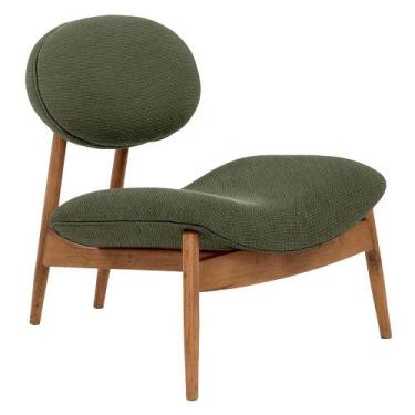 Imagem de Poltrona Decorativa Yves Base Madeira Castanho Linho Verde - Nexta Cas