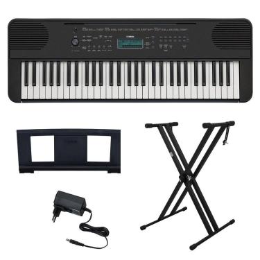 Imagem de Teclado Arranjador 61 Teclas PSR E360 Preto com Fonte Bivolt Yamaha com suporte em X