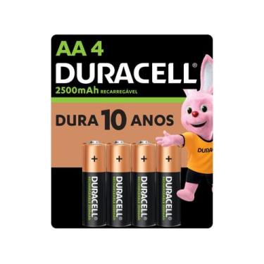 Imagem de Pilha Recarregável AA Pequena Duracell Com 4 Unidades