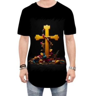 Imagem de Camiseta Longline da Cruz de Jesus Igreja Fé 24 - Kasubeck Store®, M