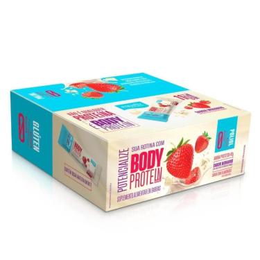 Imagem de Barra De Proteína Body Protein Morango Com Cobertura De Chocolate Branco 9 Un De 40g Eq...