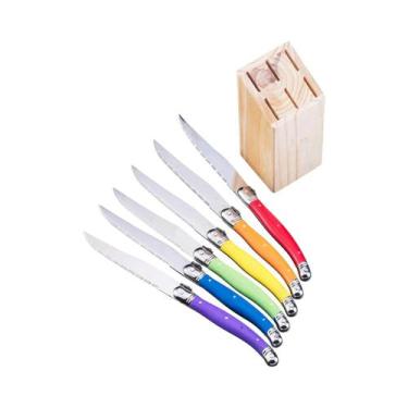 Imagem de Conjunto De Facas De Churrasco Laguiole Coloridas 6-8 Peças Em Aço Ino