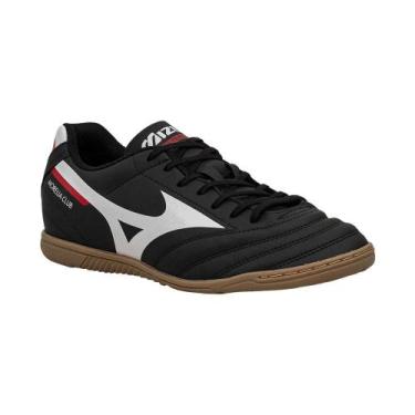 Imagem de Chuteira Futsal Morelia Club Preta Branca e Vermelha Mizuno, 42, PRETO