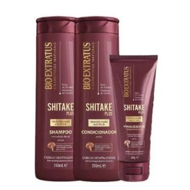 Imagem de Kit Bio Extratus Shitake Plus Shampoo 350ml + Condicionador 350ml + Fi