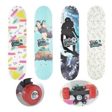 Imagem de Skate Infantil Radical Turma Do Skate, Branco com rosa