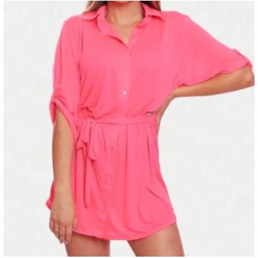 Imagem de Saída de praia Chemise Camisão Feminino - Rafavi, Rosa, m