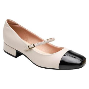 Imagem de Sapato Mocassim Feminino Moleca Oxford Salto Baixo Branco, Creme, 37