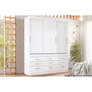 Imagem de Guarda Roupa Solteiro 3 Portas de Correr e 9 Gavetas Click 3.9 Branco 