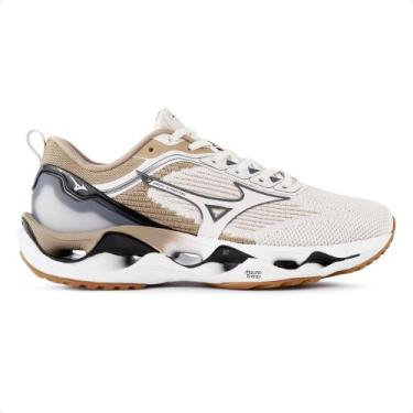 Imagem de Tênis Mizuno Wave Stratos 3 Unissex, 37, Bege, Cinza