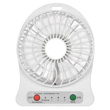 Imagem de Mini Ventilador Portátil com Bateria Recarregável Usb 14cm - Branco - 