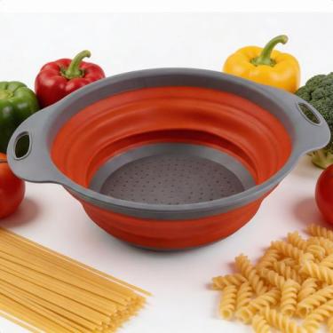 Imagem de Escorredor De Silicone Retrátil Dobrável Compacto Cozinha Macarrão Mas