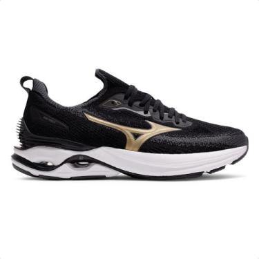 Imagem de Tênis Mizuno Wave Mirai 8 Unissex, Preto, Dourado, 46