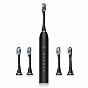 Imagem de Escova Dental Elétrica Recarregável com 4 Cabeças  Vibração Sônica, Re