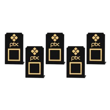 Imagem de Kit 5 Placa Pix Qr-Code Display Acrílico 15x9cm Preto - Instalojas