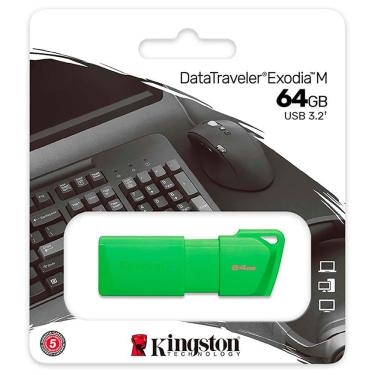 Imagem de Pendrive Kingston Exodia m 64GB USB 3.2 Tampa Deslizante Verde