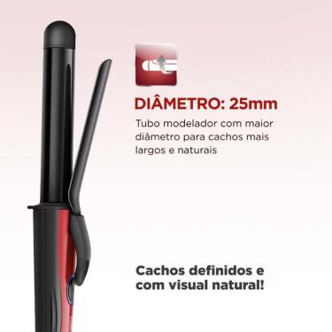 Imagem de Modelador de Cachos Infinity EM-12 Cabo Giratório 360° Cerâmico Preto e Vermelho Bivolt Mondial