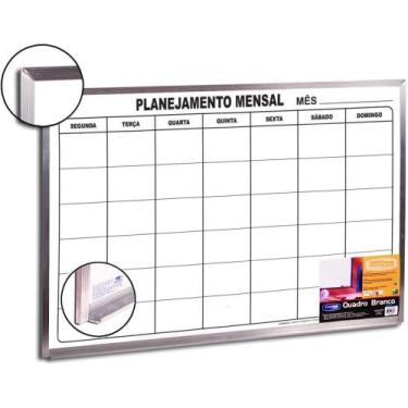 Imagem de Quadro Branco Moldura Aluminio 090X060CM Planejamento Mensal - Cortiar