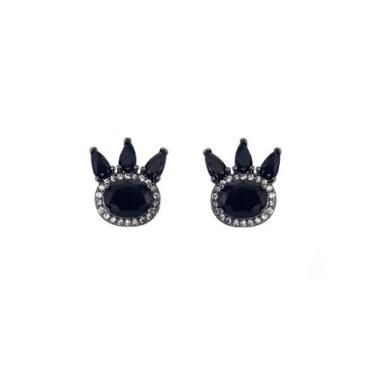 Imagem de Brinco Pata em Zircônias Negras Banhado a Ródio Negro - 1,4 cm - VIDIÈ