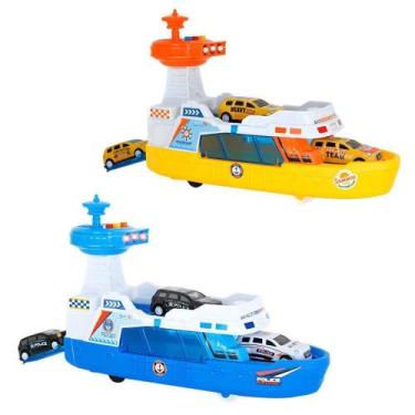 Imagem de Barco de Brinquedo Guarda Costeira DMT6855 com 3 Carrinhos DM Toys