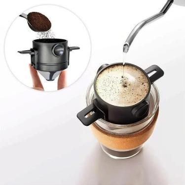 Imagem de Mini Filtro Café Reutilizável Suporte Dobravel Portátil Inox - Top Rio