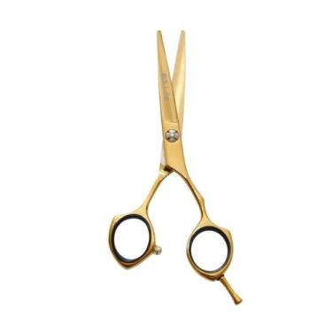 Imagem de Kit Tesoura Fio Navalha e Desfiadeira 5.5 Dourada Salles Profissional