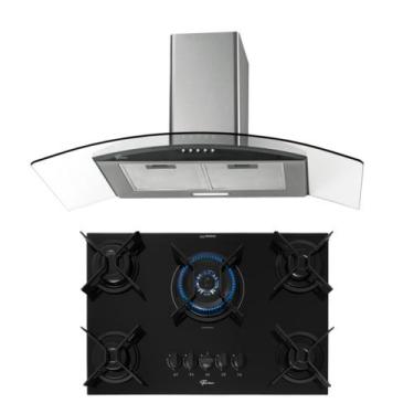 Imagem de Kit Fit Line Fischer Coifa 90 cm e Cooktop 5B Tripla Chama, 220V
