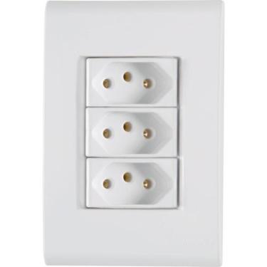Imagem de Conjunto 4x2 com 3 Tomadas 2P+T 20 A 250 V Tramontina Liz Branco