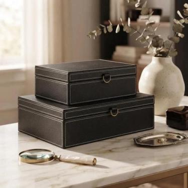 Imagem de Kit 2 Caixas Decorativas Organizadoras Vellaro Boxes Luxo Joias Relógi