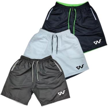 Imagem de Kit 3 Shorts Masculinos Praia Verão Tactel Poliéster Estampados Bermud