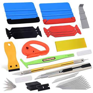 Imagem de NEWISHTOOL Kit de instalação PPF com rodo de feltro, cortador de filme, caneta de liberação de bolhas, faca utilitária para embrulho de carro, aplicação de tinta de janela e alisamento de papel de