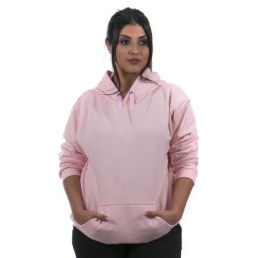 Imagem de Moletom Canguru Feminino com Capuz para o Frio cor Rosa Bebê