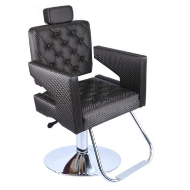Cadeira de Barbeiro Reclinável Creta Black - Pé Redondo - Cadeira de Barbeiro  Reclinável Creta Black - Pé Redondo - Silvestre