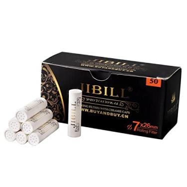 Imagem de JIBILL Filtros de tubulação de carvão ativado de 7 mm com ambos os bonés de cerâmica, 50 filtros de par para rollups ou cachimbo de cigarro, bocal para porta-cigarros FD0030