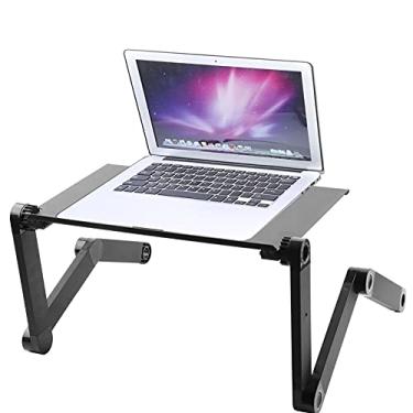 Imagem de Suporte para laptop ajustável, dobrável de alumínio para mesa e laptop bandeja de colo Stand Up CPU Ventiladores Pad portátil Laptop Workstation Notebook Suporte para leitura