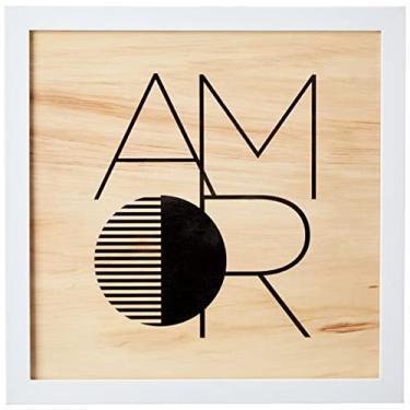 Imagem de Arte Maníacos Quadro decorativo com moldura caixa branca em Madeira - Amor Bauhaus - 30x30cm